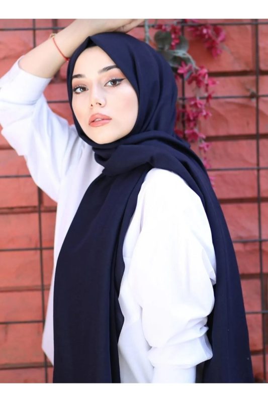 Organic Scarfs Pamuk Kraş Cazz Şal Modeli – Lacivert