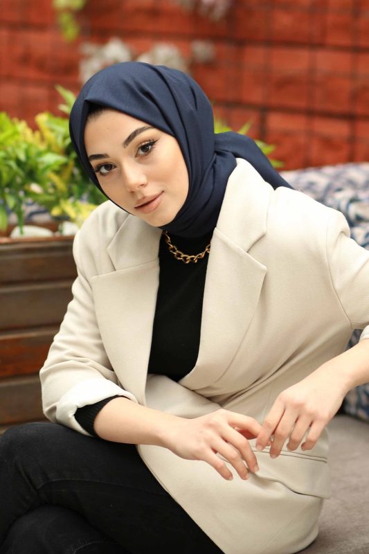 Organic Scarfs Pamuk Kraş Cazz Şal Modeli – Lacivert