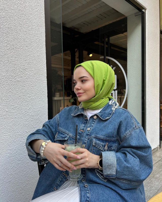 Organic Scarfs Pamuk Kraş Cazz Şal Modeli – Lime