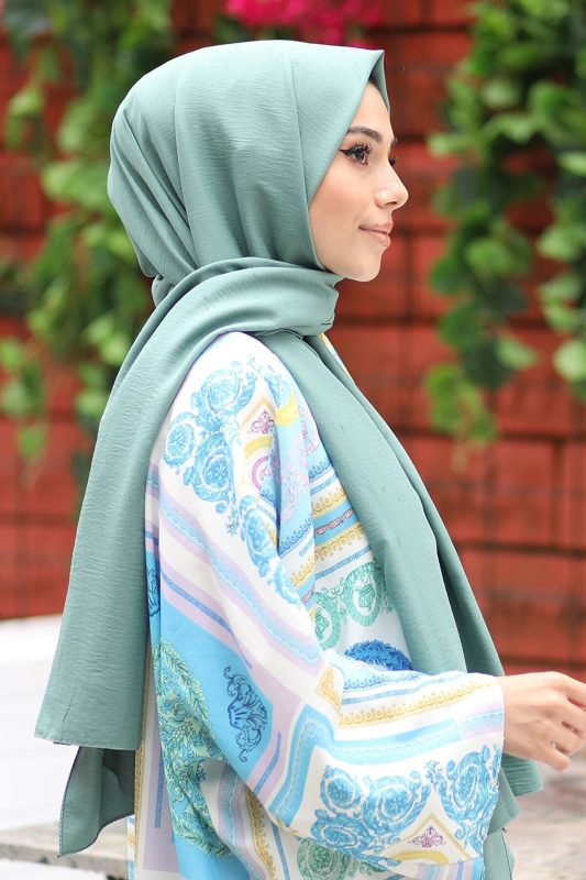 Organic Scarfs Pamuk Kraş Cazz Şal Modeli – Mint Yeşili