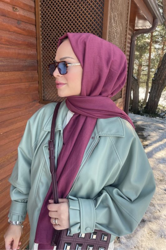Organic Scarfs Pamuk Kraş Cazz Şal Modeli – Mürdüm Eriği