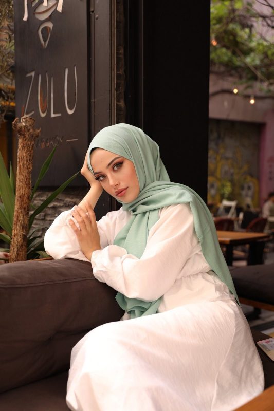 Organic Scarfs Pamuk Kraş Cazz Şal Modeli – Okyanus