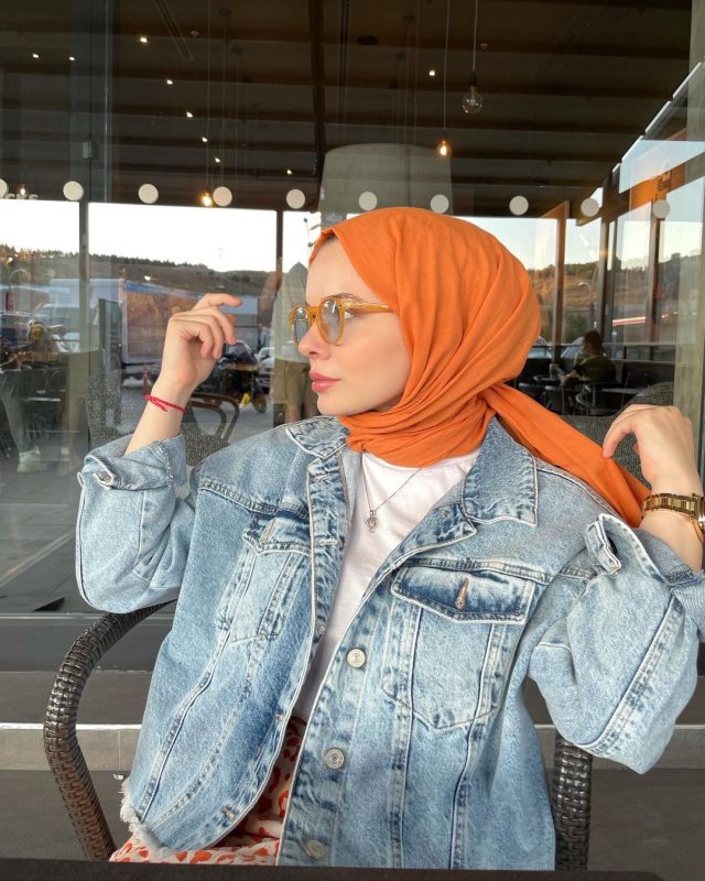 Organic Scarfs Pamuk Kraş Cazz Şal Modeli – Oranj
