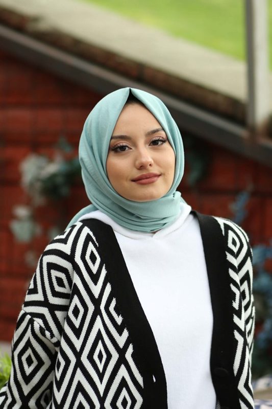 Organic Scarfs Pamuk Kraş Cazz Şal Modeli – Su Yeşili