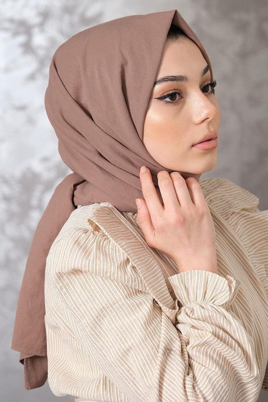 Organic Scarfs Pamuk Kraş Cazz Şal Modeli – Sütlü Kahve