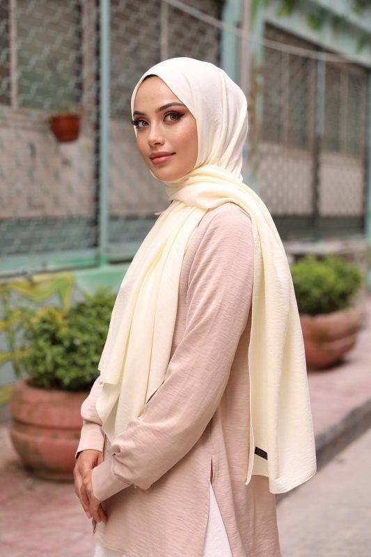 Organic Scarfs Pamuk Kraş Cazz Şal Modeli – Vanilya