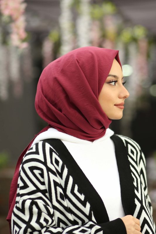 Organic Scarfs Pamuk Kraş Cazz Şal Modeli – Vişne