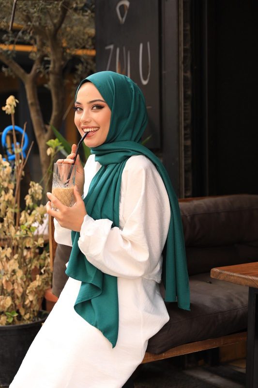 Organic Scarfs Pamuk Kraş Cazz Şal Modeli – Yeşil
