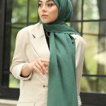 Organic Scarfs Pamuk Kraş Cazz Şal Modeli - Yeşil