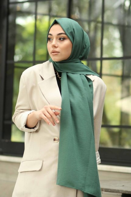 Organic Scarfs Pamuk Kraş Cazz Şal Modeli - Yeşil - Organic ScarfsOrganic Scarfs