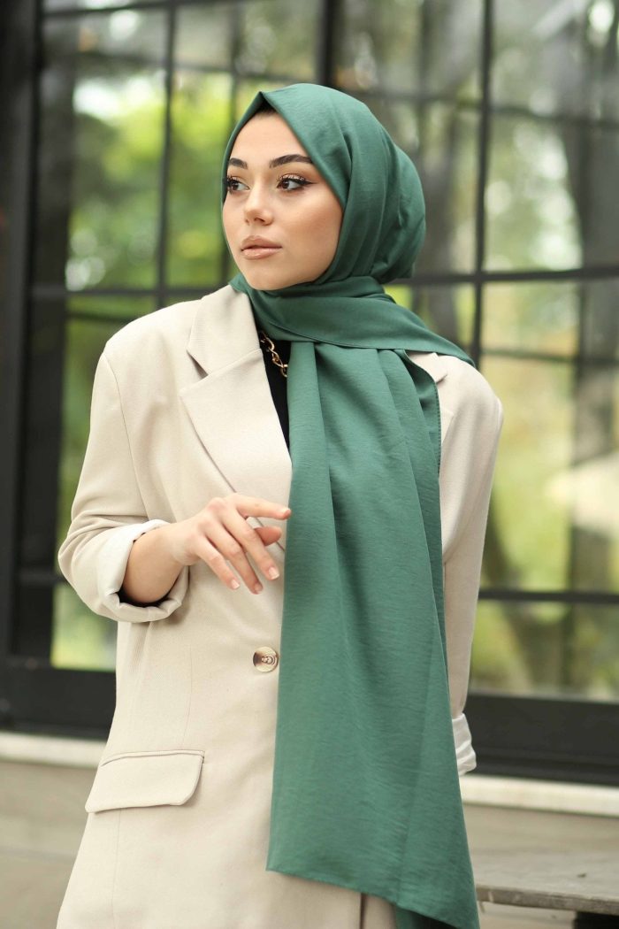 Organic Scarfs Pamuk Kraş Cazz Şal Modeli - Yeşil - Organic ScarfsOrganic Scarfs