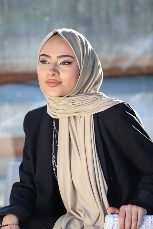 Organic Scarfs Tesettür Penye Şal Hijap Modeli – Açık Latte