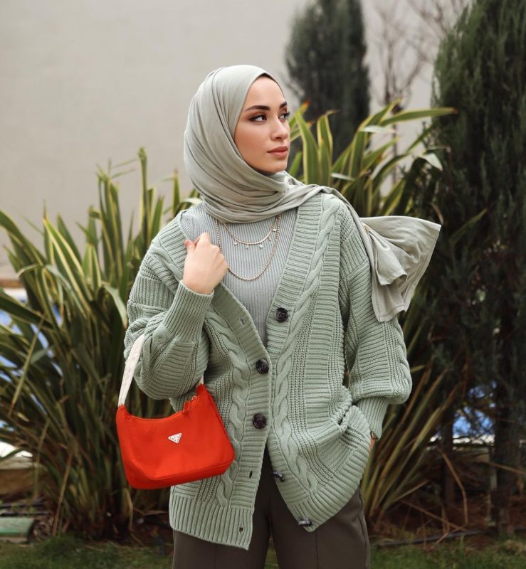 Organic Scarfs Tesettür Penye Şal Hijap Modeli – Açık Mercan Yeşili