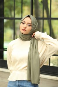 Organic Scarfs Tesettür Penye Şal Hijap Modeli - Ada Çayı