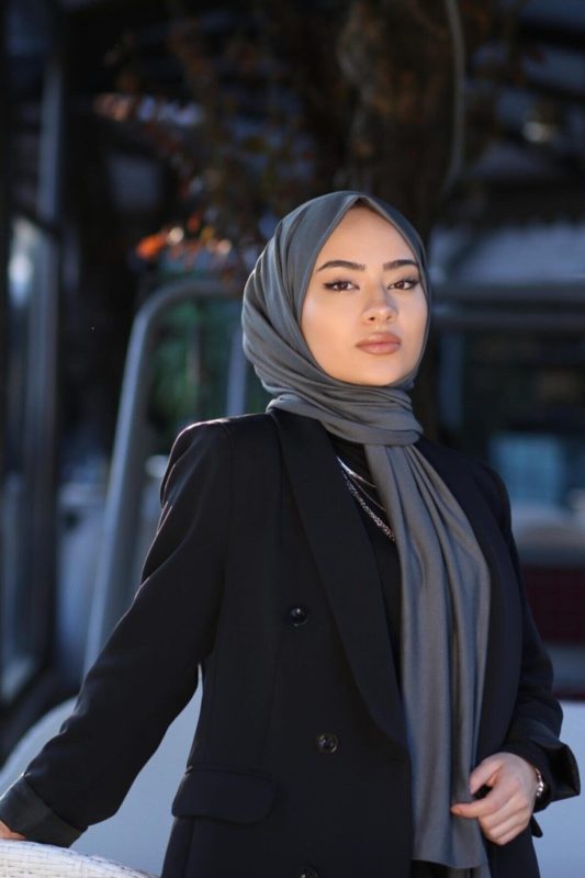 Organic Scarfs Tesettür Penye Şal Hijap Modeli – Antrasit