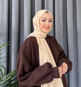 Organic Scarfs Tesettür Penye Şal Hijap Modeli - Bej