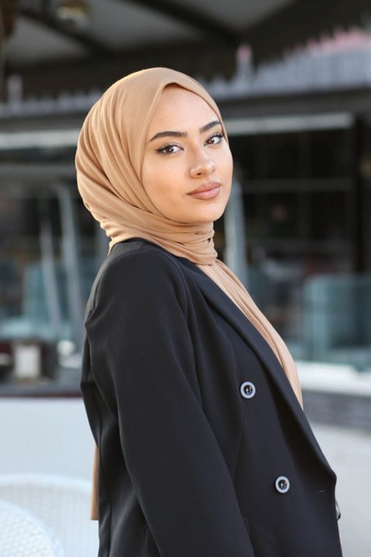 Organic Scarfs Tesettür Penye Şal Hijap Modeli – Camel