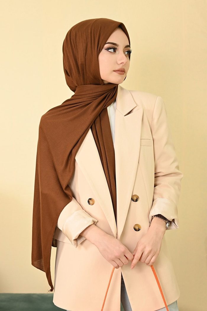 Organic Scarfs Tesettür Penye Şal Hijap Modeli - Çikolata - Organic ScarfsOrganic Scarfs