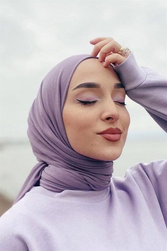 Organic Scarfs Tesettür Penye Şal Hijap Modeli – Eflatun