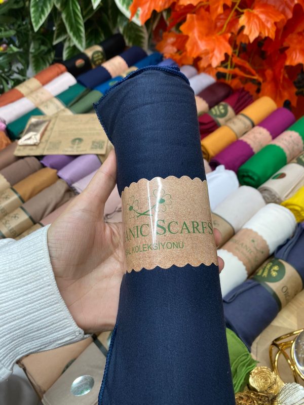 Organic Scarfs Tesettür Penye Şal Hijap Modeli – Gece Mavisi