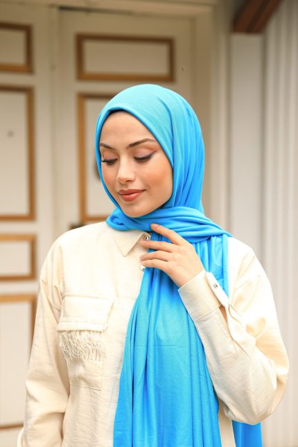 Organic Scarfs Tesettür Penye Şal Hijap Modeli - Gökyüzü - Organic ScarfsOrganic Scarfs