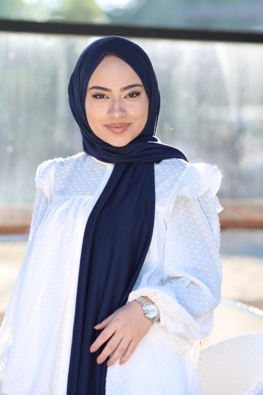 Organic Scarfs Tesettür Penye Şal Hijap Modeli – Lacivert