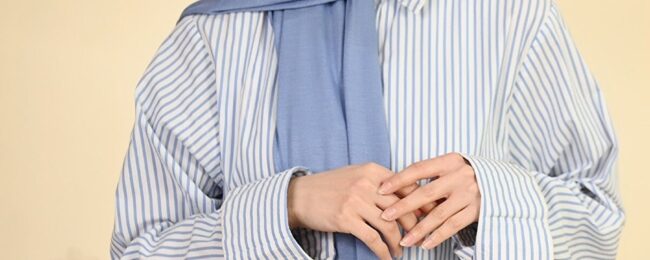 Organic Scarfs Tesettür Penye Şal Hijap Modeli - Mavi - Organic ScarfsOrganic Scarfs