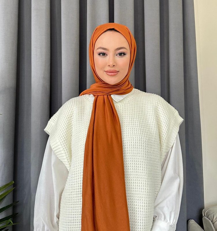 Organic Scarfs Tesettür Penye Şal Hijap Modeli – Safran