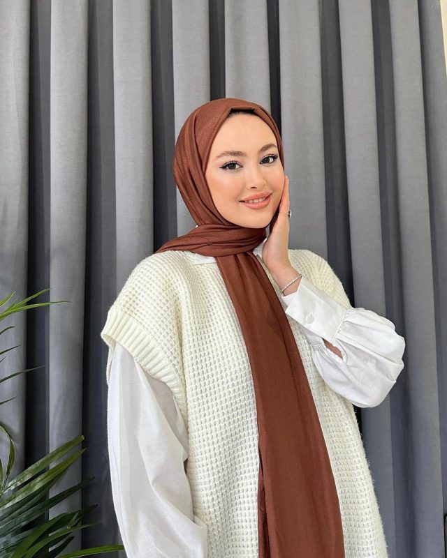 Organic Scarfs Tesettür Penye Şal Hijap Modeli – Sıcak Kahve