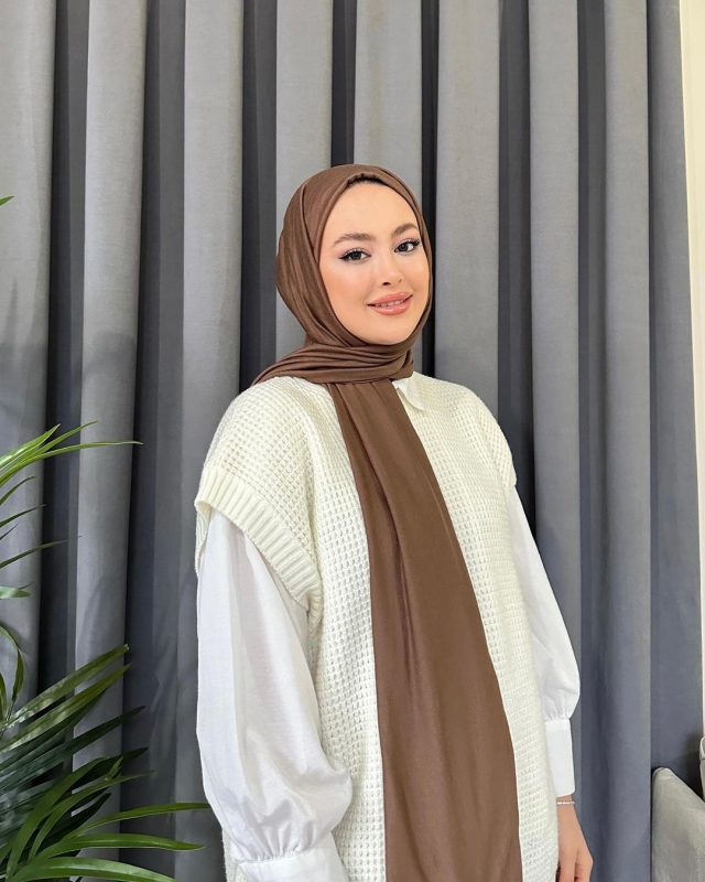 Organic Scarfs Tesettür Penye Şal Hijap Modeli – Soğuk Kahve