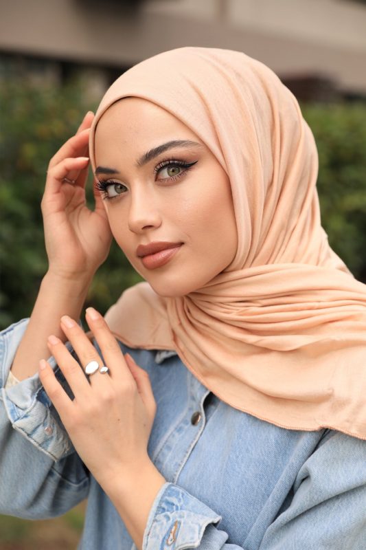 Organic Scarfs Tesettür Penye Şal Hijap Modeli – Somon