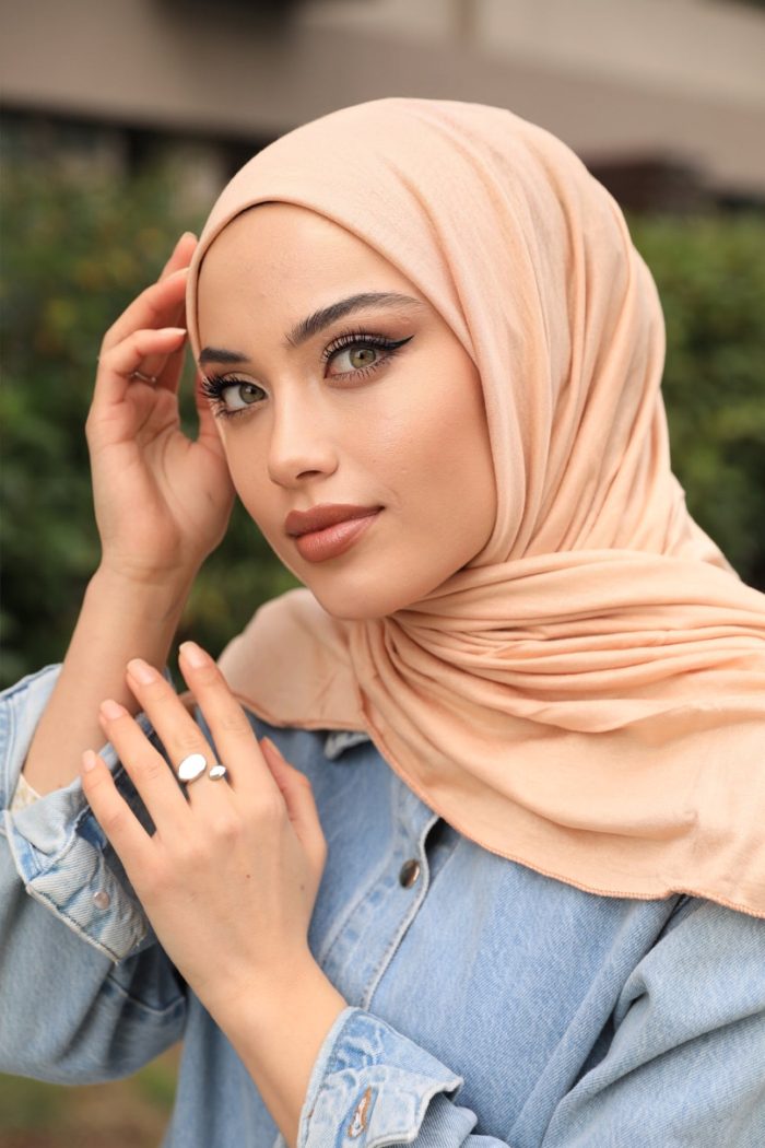 Organic Scarfs Tesettür Penye Şal Hijap Modeli - Somon - Organic ScarfsOrganic Scarfs