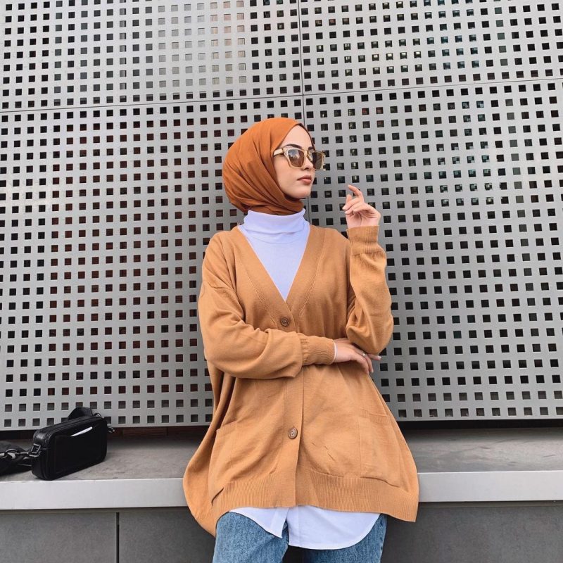 Organic Scarfs Tesettür Penye Şal Hijap Modeli – Taba
