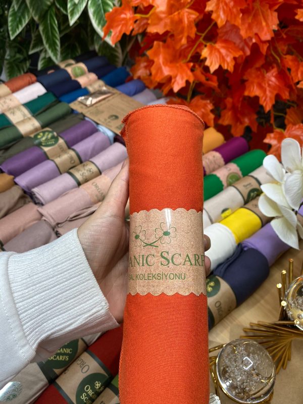 Organic Scarfs Tesettür Penye Şal Hijap Modeli – Turuncu