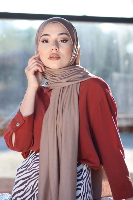 Organic Scarfs Tesettür Penye Şal Hijap Modeli – Vizon