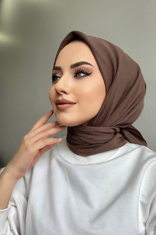 Pamuk Kraş Soft Eşarp – Kahverengi