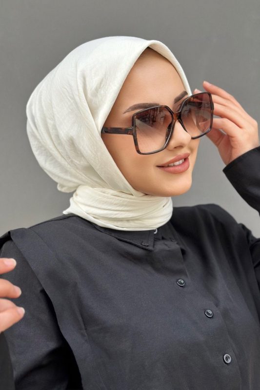Pamuk Kraş Soft Eşarp – Ekru