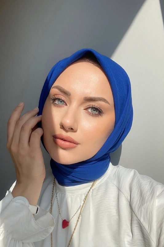 Pamuk Kraş Soft Eşarp – Saks