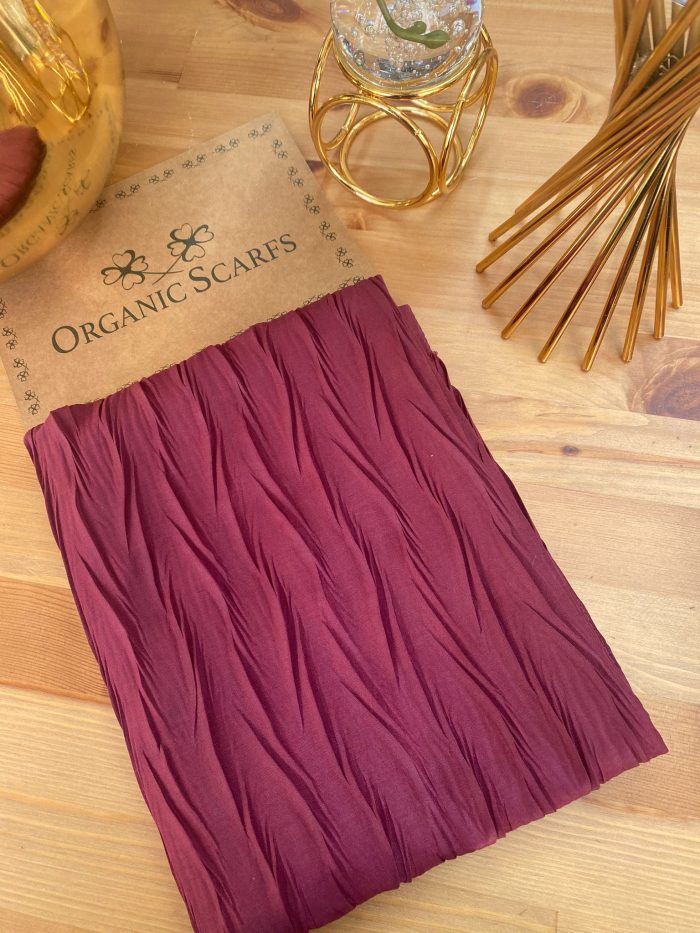 Pliseli Ağaç Kabuğu Şal - Bordo - Organic ScarfsOrganic Scarfs