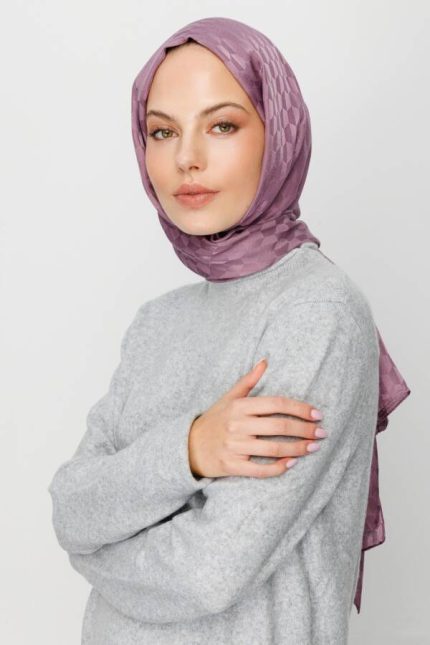 Qoza Desen İpeksi Jakar Şal - Mürdüm - Organic ScarfsOrganic Scarfs