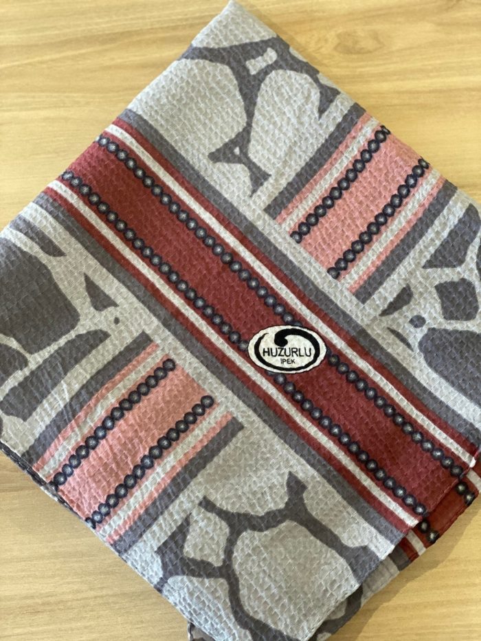 Şeritli Mermer Desen Mio Cazz Eşarp - Füme - Pudra - Organic ScarfsOrganic Scarfs
