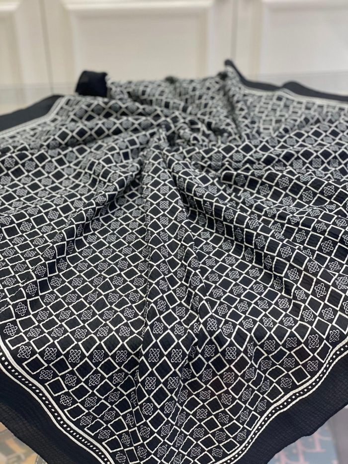 Siyah Beyaz Eşarp - Kare - Organic ScarfsOrganic Scarfs