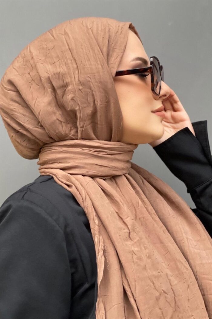 Organic Scarfs Bambu Kraş Şal Modeli - Taba