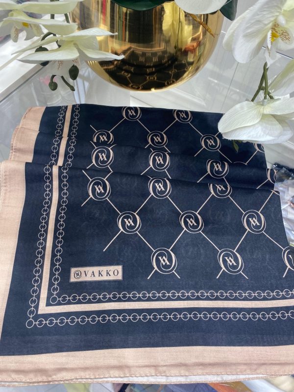 Vakko Desen Pamuk Soft Şal – Siyah/ Camel