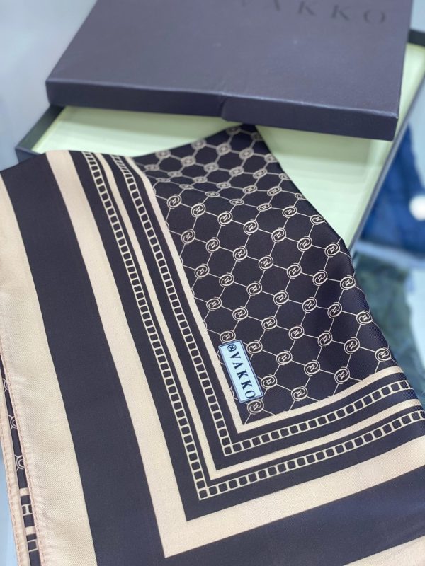Outlet Vakko Desen Twill İpek Şal – Kahverengi