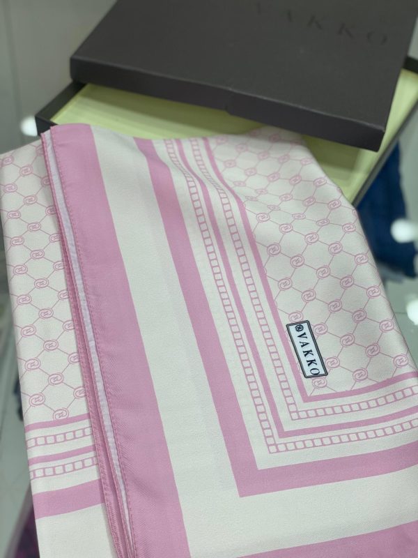Vakko Desen Twill İpek Şal – Pembe