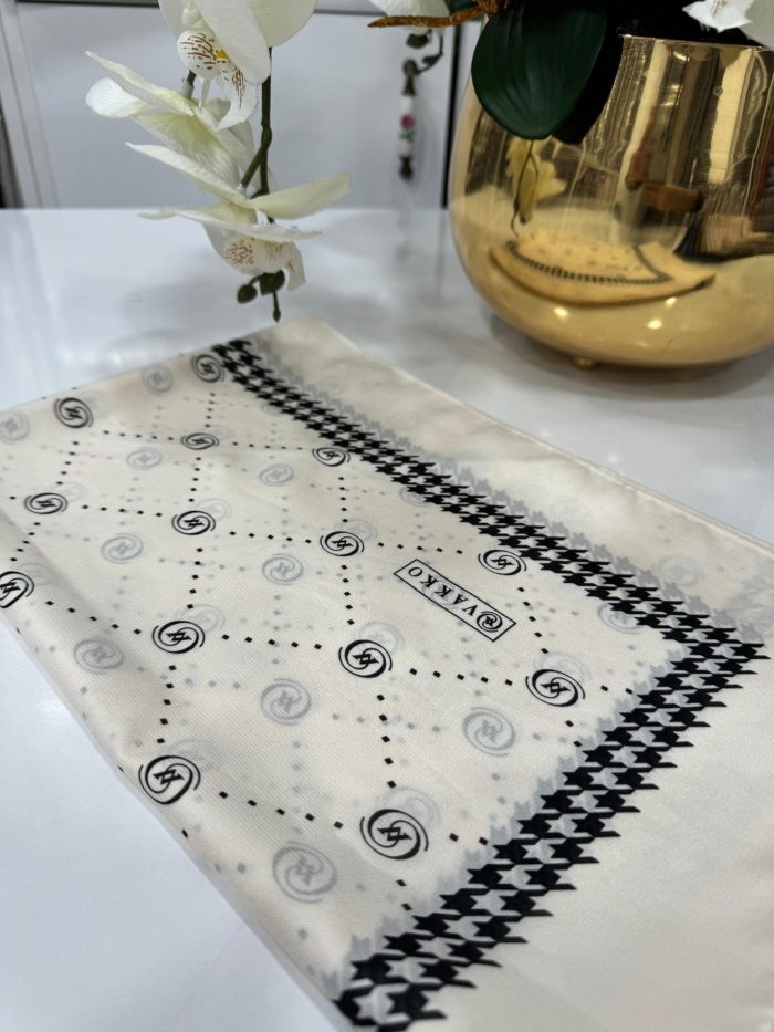 Vakko Nokta Desen İpeksi Şal - Ekru - Organic ScarfsOrganic Scarfs