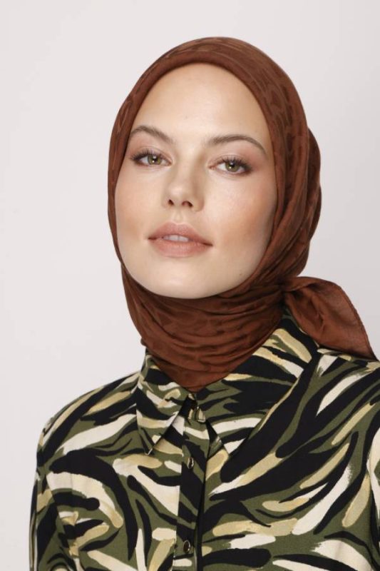 VALORSCARF ÇİKOLATA KAHVE BLOOM DESEN EŞARP