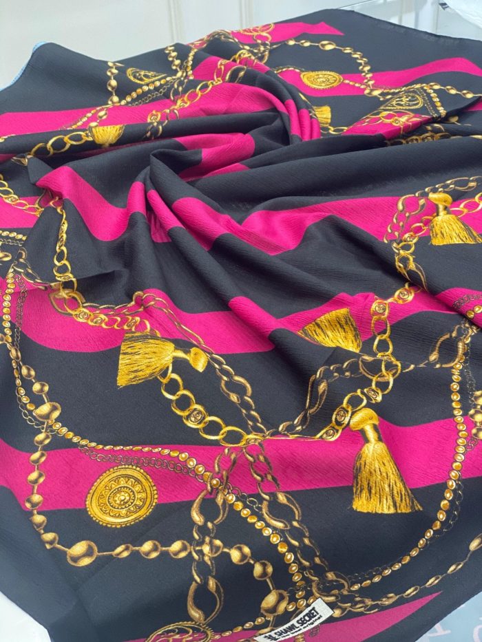 Zincirli Desen Mio Cazz Eşarp - Fuşya - Organic ScarfsOrganic Scarfs