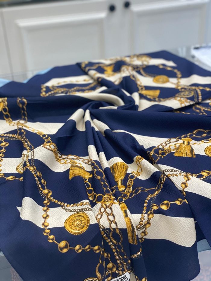 Zincirli Desen Mio Cazz Eşarp - Lacivert - Organic ScarfsOrganic Scarfs